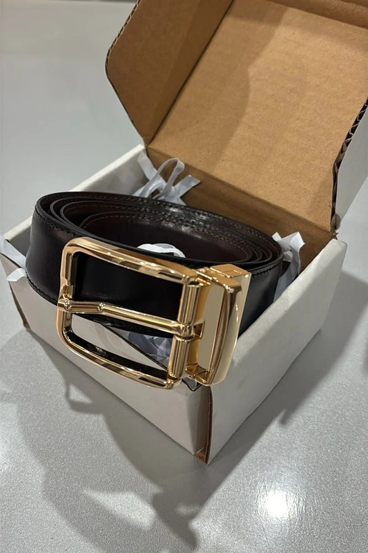 Gold Plain Reversible (2 IN 1) Belt