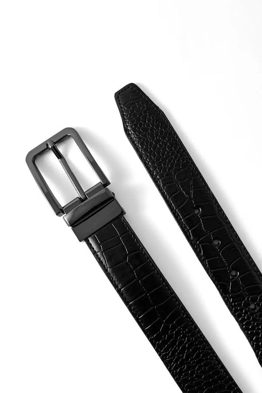 Black Croc Reversible (2 IN 1) Belt