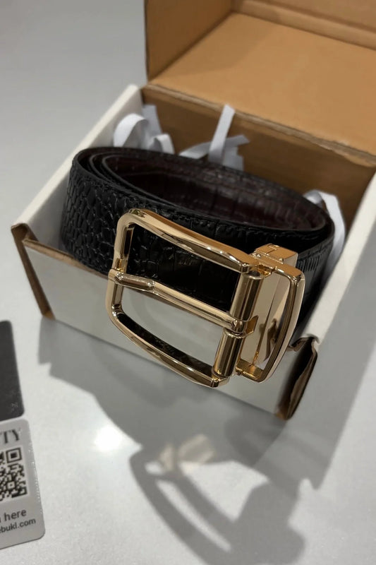 Gold Croc Reversible (2 IN 1) Belt
