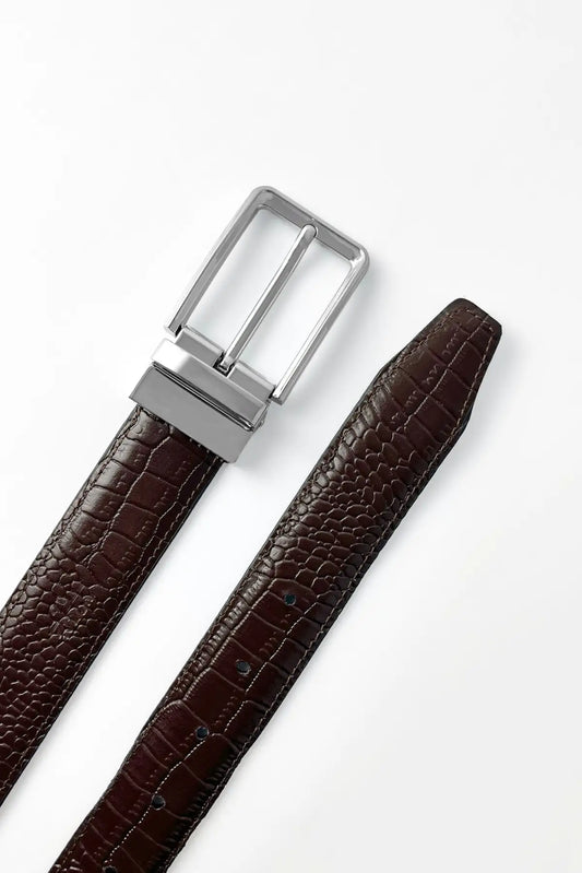 Silver Croc Reversible (2 IN 1) Belt